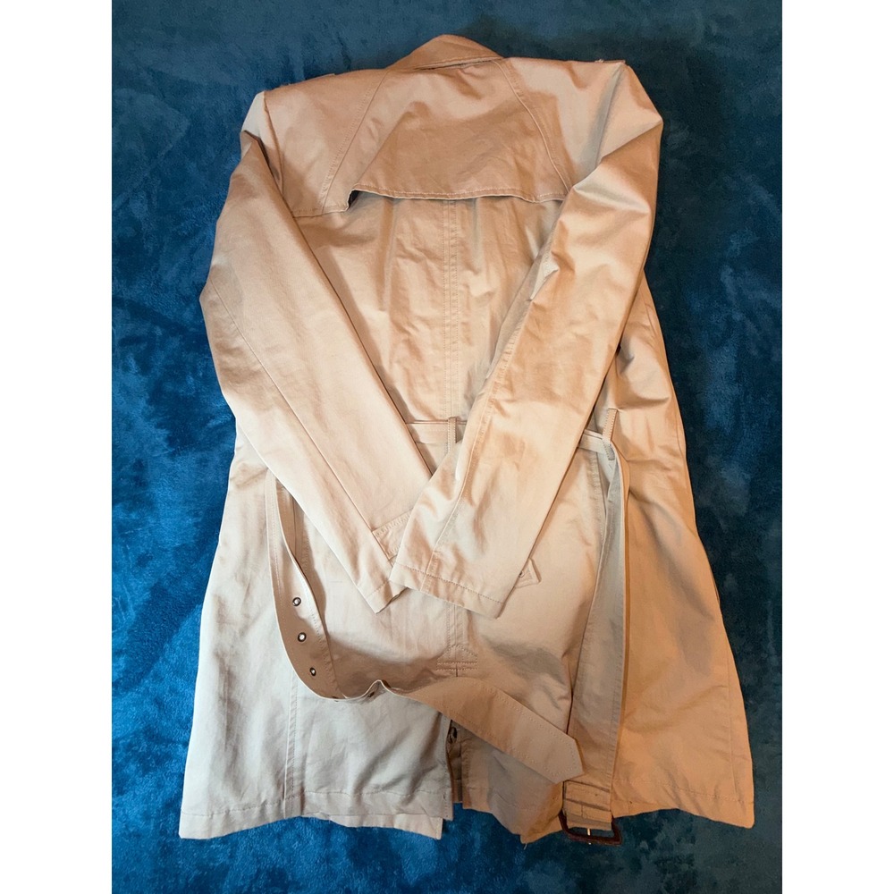 Celio Mens Double Breasted Trench Coat Tan Beige Quilted Lining Belted Medium - Picture 5 of 5